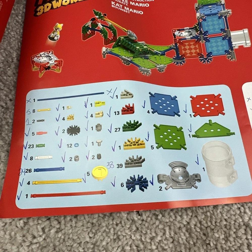 MISSING‎ PIECES K'nex Super Mario 3D World Cat Mario #38685 Building Set